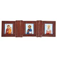 Дорожный складень с ликами Божией Матери "Смоленская", Спасителя и святителя Николая Чудотворца, 5х5,3х2,5 см