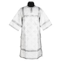 Стихарь алтарника детский, шелк &quot;Святительский&quot;, белый с серебром