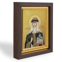Икона равноапостольной Ольги, великой княгини Российской, в узком багете, цвет "темный дуб", на холс