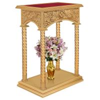 Подставка церковная &quot;Суздальская&quot;, цвет &quot;золото&quot;, колонны, красная ткань