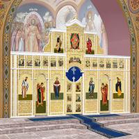 Иконостас "Суздальский" трехъярусный (Воронежская область), белый с золотом (поталь), 663х494,7х20,8