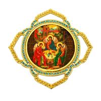 Накладка на митру "Троица" из ювелирного сплава в позолоте, с фианитами, №16 Накладка на митру "Троица" из ювелирного сплава в позолоте, с фианитами, №16