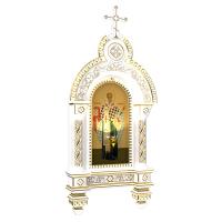 Киот настенный "Романовский" белый с золотом (патина)
