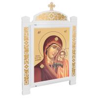 Киот настенный "Суздальский" белый с золотом (поталь), один модуль