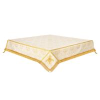 Пелена на престол с вышитыми херувимами, шелк &quot;Горненский&quot;, белая с золотом