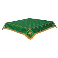 Пелена на престол с вышитыми херувимами, шелк &quot;Святительский&quot;, зеленая с золотом