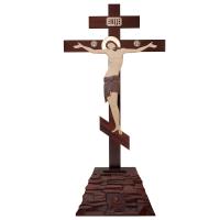 Крест-голгофа напольная №1, художественная тонировка, резьба