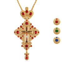 Крест наперсный с цепью, цинковый сплав, камни, 8,5х18 cм