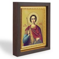 Икона великомученика Димитрия Солунского, в узком багете, цвет "темный дуб", на холсте, с золочением, №2