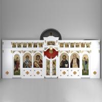 Иконостас двухъярусный (г. Коломна), белый с золотом, 750х345х22 см