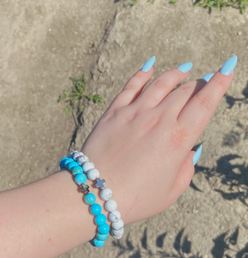 Браслет из камня (говлит), голубой №1