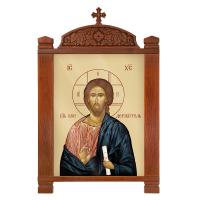 Киот настенный "Суздальский", цвет "кипарис", без рамки, со стеклом, 80х4х120 см