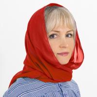 Шарф, креп-шифон, красный, 148х75 см, У 3-4213