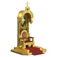 Архиерейский трон с сенью "Романовский", цвет "золото", 113х89х351 см