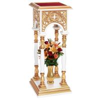 Подставка церковная &quot;Тверская&quot; белая с золотом (патина), 40х40х100 см