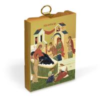 Икона Рождества Пресвятой Богородицы на деревянной основе, на холсте с золочением