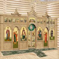 Иконостас "Суздальский" двухъярусный (г. Красноярск), светлый, 695х377,7х20,8