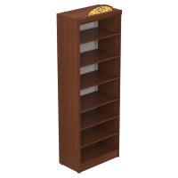 Свечная лавка "Суздальская". Секция №9, шкаф-витрина, прямые полки, цвет "ноче экко", "кипарис" с золотом (поталь)