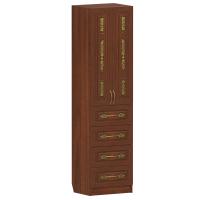 Шкаф с полками и ящиками &quot;Суздальский&quot;, цвет &quot;ноче экко&quot;, &quot;кипарис&quot; с золотом (поталь), 60х47х231 см