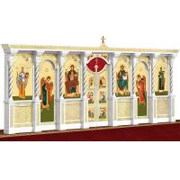 Иконостас деревянный резной "Владимирский" одноярусный белый с золотом (поталь), 690х282х40 см №2