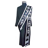 Орарь протодиаконский двойной черный с вышивкой, шелк