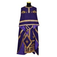 Греческое иерейское облачение вышитое фиолетовое, смесовая льняная ткань