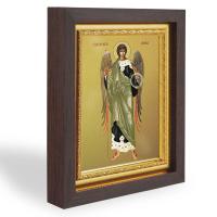 Икона Архангела Гавриила, в узком багете, цвет "темный дуб", на холсте, с золочением, №2