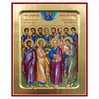 Икона собора славных и всехвальных двенадцати Апостолов Христовых, на дереве, золочение (поталь), 12