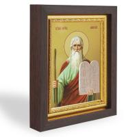 Икона пророка Моисея Боговидца, в узком багете, цвет "темный дуб", на холсте, с золочением