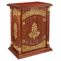 Подставка церковная &quot;Суздальская&quot;, цвет &quot;кипарис&quot; с золотом (поталь), тумба, красная ткань, 85х46х100 см