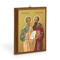 Икона святых апостолов Петра и Павла&quot; на деревянной основе, цвет &quot;кипарис&quot;, на холсте с золочением