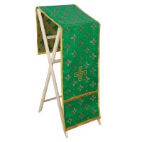 Накидка на аналой перекидная, шелк &quot;Святительский&quot;, зеленая с золотом, 45,5х200 см