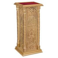 Подставка церковная "Суздальская", цвет "золото", тумба, красная ткань, 46х46х100 см