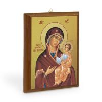 Икона Божией Матери "Иверская" на деревянной основе, цвет "кипарис", на холсте с золочением