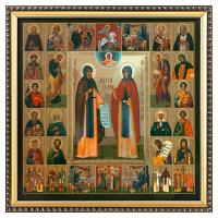 Икона благоверных князя Петра и княгини Февронии Муромских, багетная рамка, подарочная упаковка, 28х