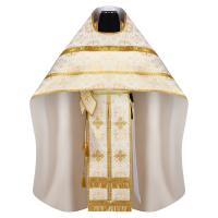Иерейское облачение, шелк "Горненский", белое с золотом