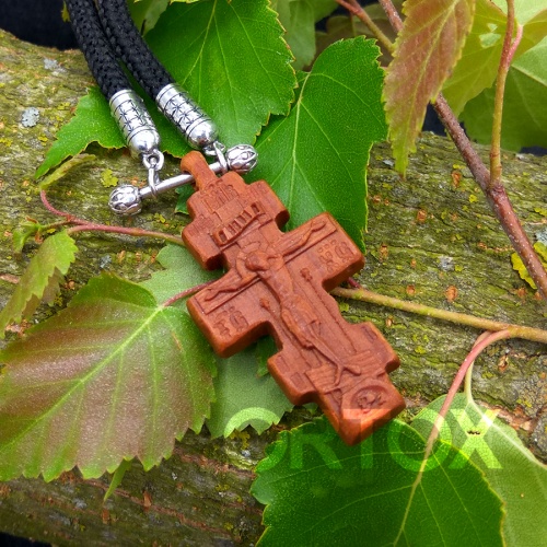 Деревянный нательный крестик «Голгофский малый» восьмиконечный, цвет темный, высота 4,5 см фото 6