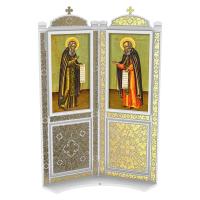 Киот напольный &quot;Суздальский&quot; белый с золотом (поталь), два модуля