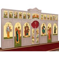 Иконостас "Самарский" двухъярусный, цвет "дуб честерфилд", 608х40х345 см