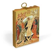 Икона Воскресения Христова на деревянной основе светлая, на холсте с золочением