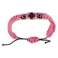 Браслет плетеный с деревянными вставками, розовый