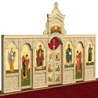 Иконостас деревянный "Суздальский" одноярусный, цвет "натуральное дерево", 608х378х25,4 см