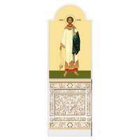 Диаконская дверь для "Романовского" иконостаса белая с золотом (патина), 220х70х10 см