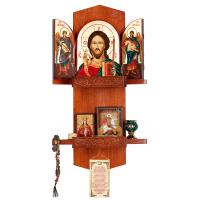 Полка для икон "Суздальская" угловая, цвет "кипарис", 2 яруса