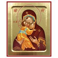 Икона Божией Матери &quot;Владимирская&quot;, на дереве, золочение (поталь), 12,5х16 см