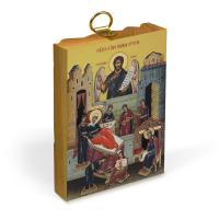 Икона Рождества Пророка, Предтечи и Крестителя Господня Иоанна на деревянной основе, на холсте с зол