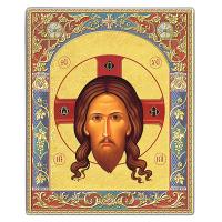 Икона карманная Спасителя "Нерукотворный образ" на титановой бронепластине, 6,5х8 см