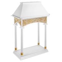 Аналой клиросный "Суздальский" белый с золотом (поталь), колонны, четырехсторонний, высота 133 см