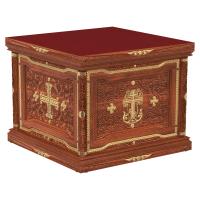 Облачение на престол &quot;Вологодское&quot;, цвет &quot;кипарис&quot; с золотом (поталь), высота 105 см