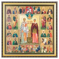 Икона священномученика Киприана и мученицы Иустины Антиохийских, багетная рамка, подарочная упаковка